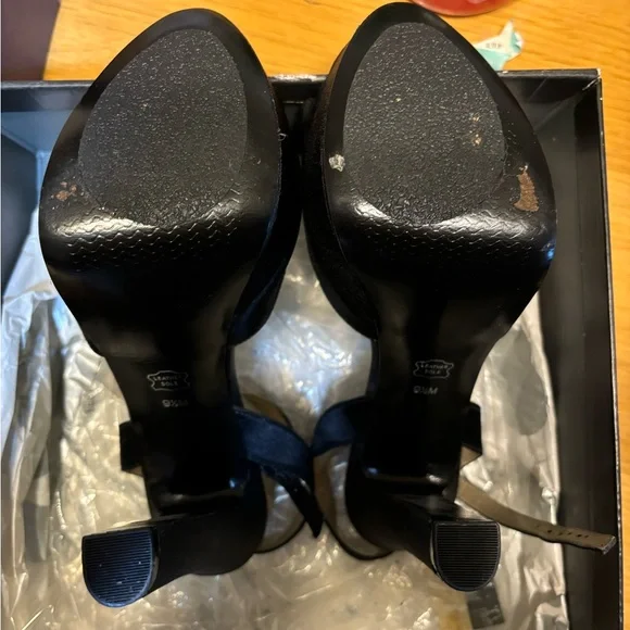 platinum BLACK PEEP TOE HEELS - Picture 3 of 6